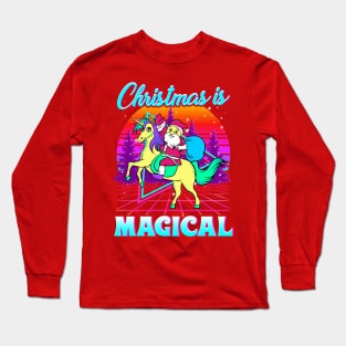 Christmas Is Magical Retro Unicorn Santa Long Sleeve T-Shirt